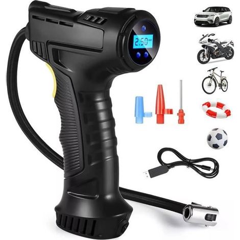 Gonfleur Pneus sans Fil, SDLOGAL, Compresseur d\'air Portable Pompe Pneu Voiture, Électrique, Rechargeable, avec Lumière et
