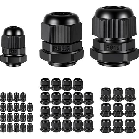 Kit de 50 Pièces Presse étoupes Étanches IP68 passe câble étanche Connecteurs Glandes de Câble PG7 PG13.5 PG19 (Câble 3-15mm) pour Projets Électriques (Boîte de Dérivation, Photovoltaïque, Jardin) (1/5)