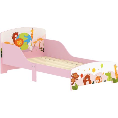 Letto per Bambini 3+ Anni 143x77x60 cm con Bordi e Sponde Rialzati in MDF Rosa (1/5)