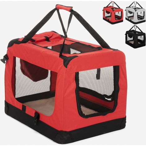 Trasportino auto cani e gatti taglia media tessuto pieghevole 68,5x48x50cm Oliver L - Rosso (1/5)