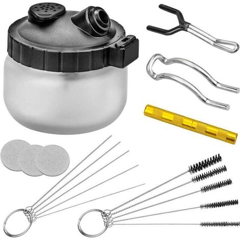 Nettoyage à Aérographe Kit Nettoyage Aérographe Outils Comprenant 1 Pot de Nettoyage pour Aérographe 5 Brosses en Nylon 5 Aiguilles en Acier Inoxydable 1 Aiguille de Lavage (1/4)