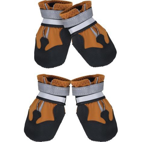 Bottes Chien, Ensemble de 4 Chaussures pour Chiens Antidérapant, Bottes de Protection pour Chien Imperméable pour Chiens de Taille Moyenne et Grande (XXL, Marron) (1/5)