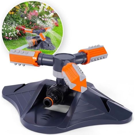 Arroseur de Jardin, Arroseur de Pelouse 3 Bras Automatique 360 Degrés Rotatif, Système d'irrigation avec 36 Buses, Arrosage Irrigation pour Gazon Pelouse Jardin (1/5)