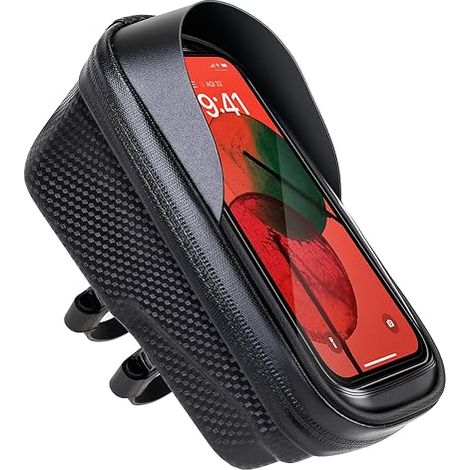 Borsa da bicicletta rigida, impermeabile, con supporto per telefono a sgancio rapido, compatibile con touchscreen, in materiale TPU, adatta a smartphone fino a 6,8 pollici (1 litro). (1/5)