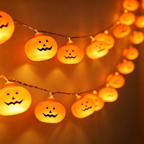 Citrouille Lumineuse Halloween Decoration, 3 M 20 LED 3D Guirlande Lumineuse en Forme de Citrouille, Mignonnes Lumières d'Halloween étanches à piles pour Halloween, Intérieur, décorations de fête (1/5)
