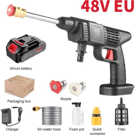 Nettoyeur haute pression sans fil 300 W, lavage de voiture haute pression 30 bars, batterie 8000 mAh, pulvérisateur de mousse, outil de nettoyage auto 48 VF (1/5)
