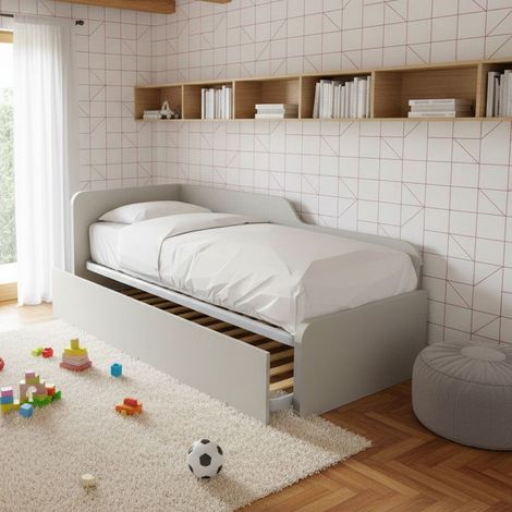 Divano letto sagomato 80x190 con letto estraibile e sollevabile - Ecru cappuccino