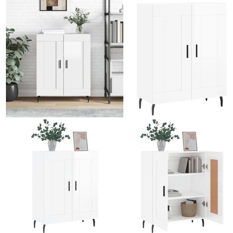 Sideboard Hochglanz-Weiß 69,5x34x90 cm Holzwerkstoff - Schreibtisch - Wohnzimmermöbel - Sideboard - Regal - Weißer Schrank - Home & Living (1/5)