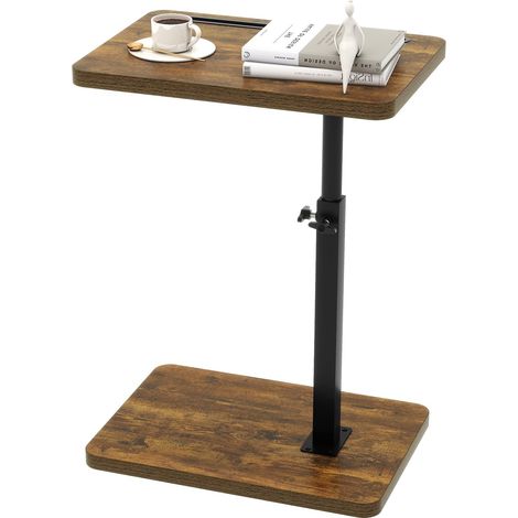 M.J COMFY-LIFE C-Shape Side Table, Height Adjustable Swivel Sofa Table 360° Rotating Tray Space-Saving Coffee Snack and Bed End Table for Living Room Bedroom Bedside Couch (Black, 1) (1/5)