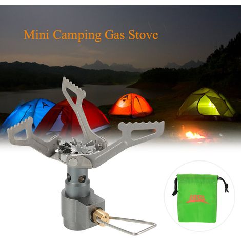Mini poêle de poche Super légère en alliage de titane, une pièce, brûleur de cuisine d'extérieur, cuisinière à gaz de Camping pliante, 25g, 2700W (1/5)