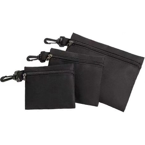 Pochettes à outils zippées, pochettes à outils portables, petites pochettes à outils multifonctions avec crochet de suspension pour hommes (lot de 3, noir) (1/5)