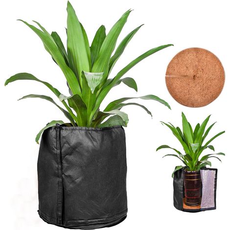 QAZQA Sac de Protection Thermique pour Pot de Fleurs, Réutilisable Protection Hivernale des Plantes, Sac Protection Contre Le Gel Hivernal pour Plantes en Pot, Arbres, Arbustes 50x45cm (Noir) (1/5)
