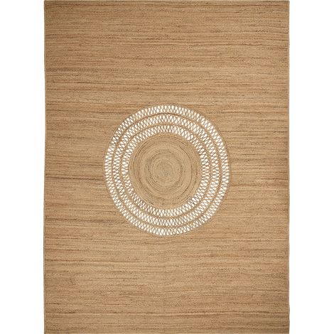 Alfombra de yute natural estilo boho beige 300 x 400 cm Bogazoren