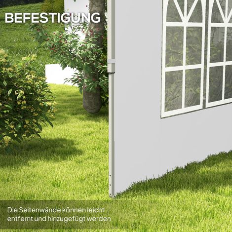 Lot de 2 panneaux latéraux pour tonnelle 3x3/3x4 m, paroi avec fenêtre, imperméable blanc (1/4)