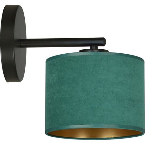 Lampada a Parete Hilde, Acciaio verniciato a polvere, Tessuto, Nero, Verde, 27x24x20 cm