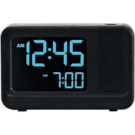 Réveil numérique multifonctionnel à projection, réveil électronique LCD simple, réveil de chevet, réveil silencieux, noir. (1/5)