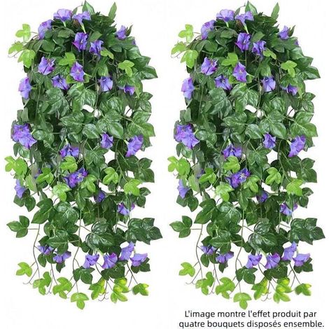 Fleurs artificielles suspendues pour l'extérieur, fleurs retombantes artificielles pour l'intérieur, plantes artificielles pour la décoration de mariage, jardin, mur, balcon - Violet (1/3)