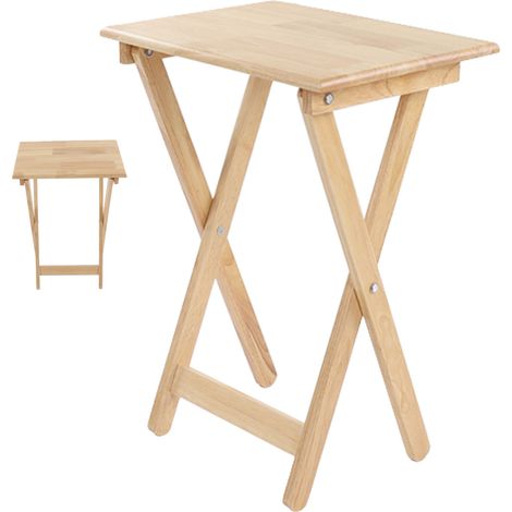 Ensemble plateau-repas pliable classique avec étagère de rangement, table basse en bois (1/5)