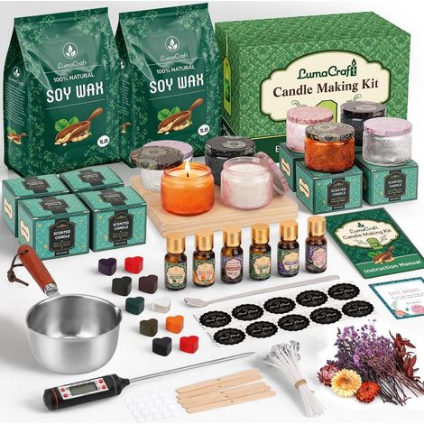 Kit de fabrication de bougies avec cire de soja, parfums et fleurs séchées pour adultes