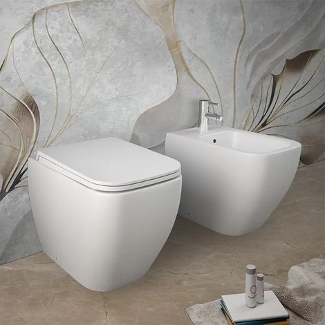 Sanitari filomuro bianco opaco Rimless Rak serie Metropolitan copriwc soft-close (1/5)
