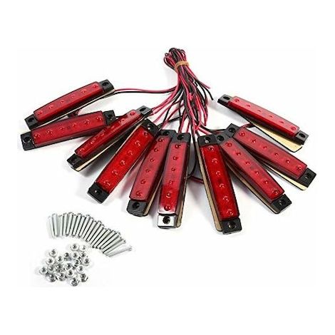 Lot de 10 feux de position latéraux pour camion, 6 LED, rouges, 9,4 x 2 x 1,1 cm (1/4)