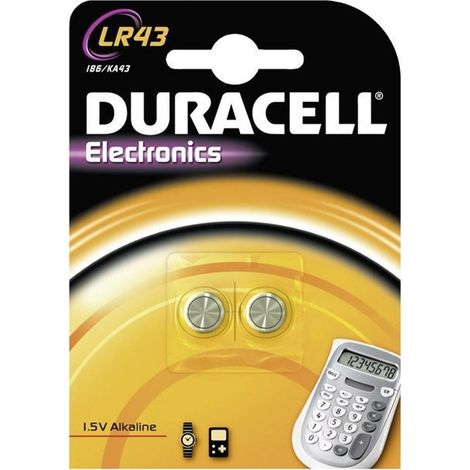 Knopfzelle duracell lr43 1 5 volt 105 mAh pack zwei