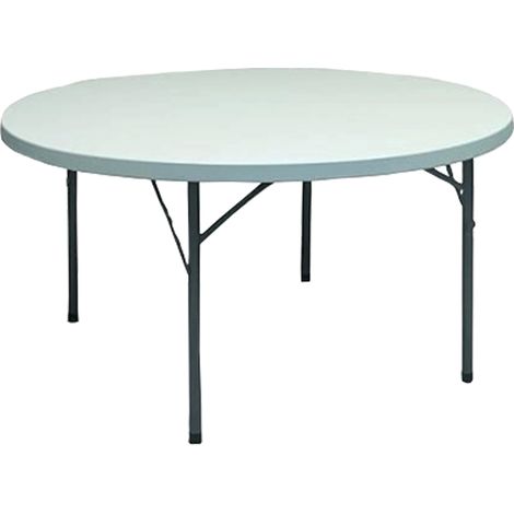 Marvin Tavolo Rotondo Salvaspazio Bivacco Diametro 180 Cm con Gambe Pieghevoli in Acciaio e Top Bianco per Campeggio Feste Giardino Catering Diametro 150cm