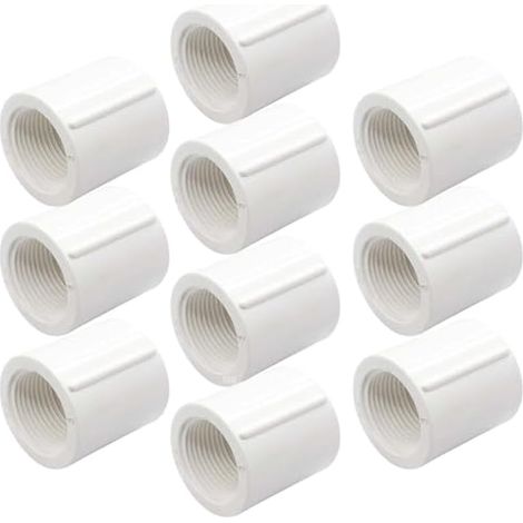 Lot de 10 raccords filetés en PVC femelle de 1,27 cm pour raccords de tuyau, blanc (1/5)