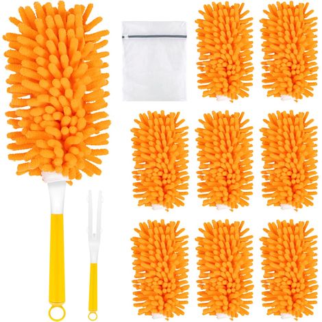 8 Ricariche Lavabili per Swiffer Duster, Piumini Magnetici Antipolvere, Panni Riutilizzabili 360° per Scopa Swiffer (con 1 Manico e Sacchetto) (1/5)