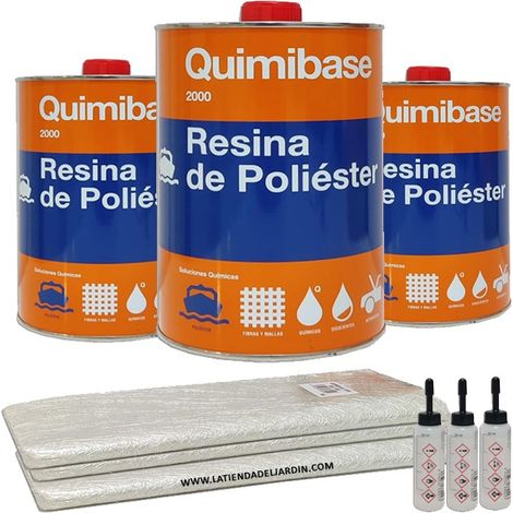 Kit Polyesterharz 3 kg für Reparaturen + Glasfaserverkleidung MAT-300 2m2 + Peroxidkatalysator