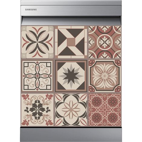 Stickers Lave vaisselle - Carreaux de ciment - 60x60 cm - Adhésif BRILLANT (1/2)