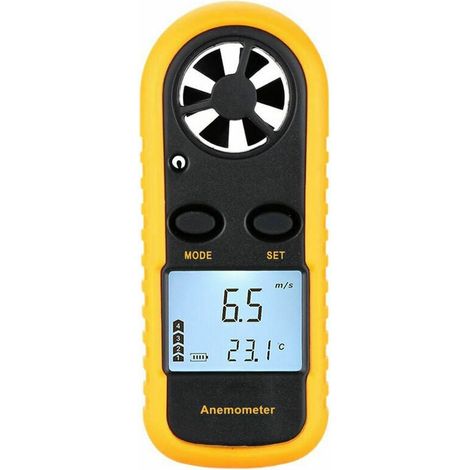 Anémomètre Numérique - Mesure Vitesse Vent et Température Air - Écran LCD Rétroéclairé - Plage 0 à 30 m/s - -10 à 45 °C - 105 x 40 x 18 mm - 1 Pièce (1/4)
