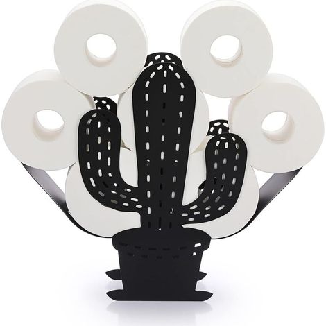 Support de Rouleau de Papier Toilette Porte-Papier en métal Stockage de Papier en Forme de Cactus pour Salle de Bain (Noir) (1/5)