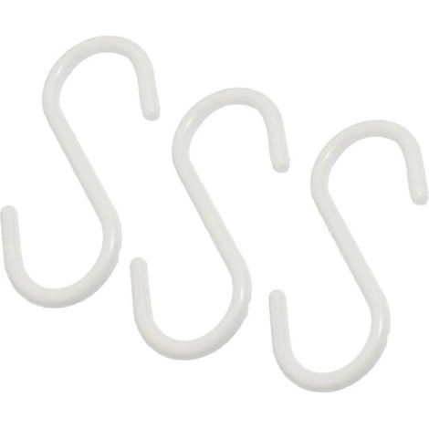 3 crochets en plastique blanc en forme de S pour foulards et cintres (1/5)