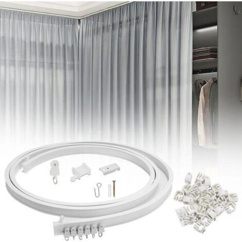 Kit binario per tenda da soffitto flessibile da 5 m con 40 ganci per casa, camera da letto, finestra, bagno, ufficio (1/3)