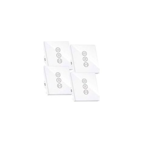 Interrupteur volet roulant connecté, interrupteur volet roulant wifi, compatible avec Alexa/Google Home, interupteur connecté tactile rétro éclairage peut éteindre led timer app contrôle, 4PCS Crezuo- (1/4)