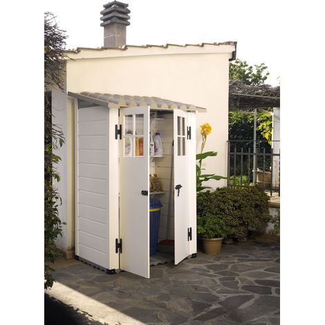 Habrita – Abri de jardin résine 1,32 m² – Toit ABS traité anti-UV – Plancher composite isolant contre l’humidité – Résistant aux intempéries (1/9)
