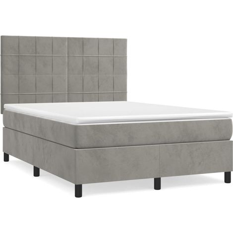 Materasso a molle insacchettato - Giroletto a Molle con Materasso Grigio Chiaro 140x190cm Velluto (1/5)