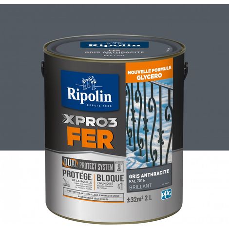 Ripolin – Peinture fer antirouille 2L – Brillant gris anthracite – Protection 9 ans contre rouille et humidité – Application directe sans sous-couche (1/5)