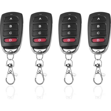 Telecomando universale per cancello a 433 MHz, confezione da 4 telecomandi per cancello, duplicatore per porta da garage, telecomando a 4 pulsanti, compatibile con diversi dispositivi. (1/5)