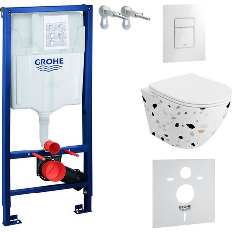 GROHE WC Set mit Vorwandelement, Wand-WC und Spülknopf (1/5)