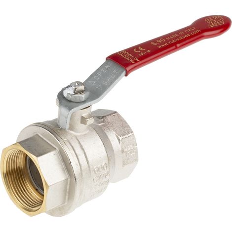 Soupape à boisseau sphérique de process en Laiton BSPP 1-1/2" Poignée Rouge 2 voies ( Prix pour 1 ) (1/5)