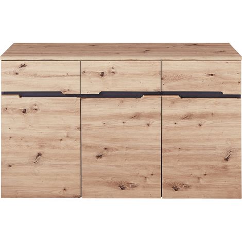 Sideboard in Artisan Eiche Nb. mit Graphit MANRESA-36 drei Schubkästen und drei Türen, B/H/T: ca. 135/82/38 cm (1/4)