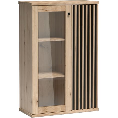 Highboard Vitrine Eiche mit schwarz CALLAO-161 (1/4)