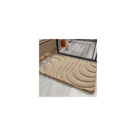 Badematte 40 x 60 cm, Beige, Mikrofaser-Badematte, rutschfest, extra saugfähig, weiche Badematte