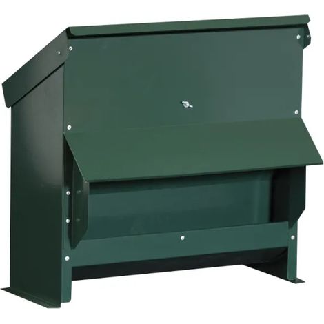 Mangeoire trémie galvanisée verte anti gaspillage 20 kg (1/5)