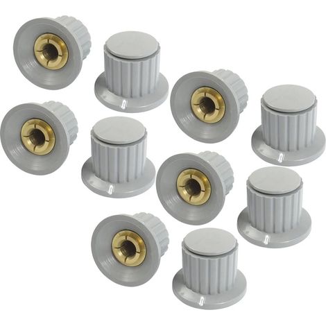 Bouton Potentiomètre - 10 Pièces - Laiton Et Plastique - Trou Arbre 6mm - Pour Contrôle Électrique - Gris