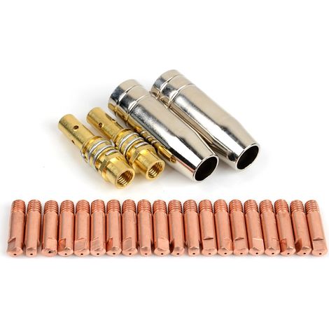 Lot de 24 buses de soudage Mig pour soudeur, torche, consommables avec support de pointe dorée, embouts de contact, buse de gaz 15AK MB15 Mig Torch Buse (1/5)