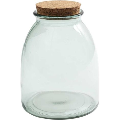 Bocal de 1L en verre avec couvercle en liège (H11,5cm) (1/3)