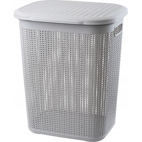 KADAX Wäschekorb, mit Deckel, Wäschesortierer aus Kunststoff, 50L, Grau